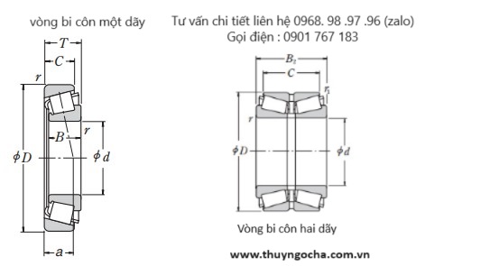 Vòng bi côn một dãy, hai dãy NSK